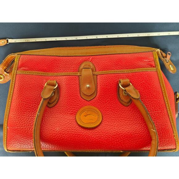Dooney & Bourke All Weather Leather Satchel – Red Pebbled, Vintage 80s/90s - Picture 7 of 8